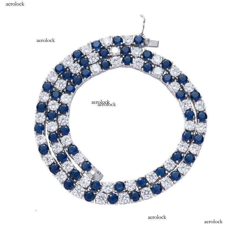 5mm necklace Icy Blue and White D for women Color VVS Pearlescent Hip-Hop Jewelry Sier jewlery Tennis Chain Necklace Bracelet