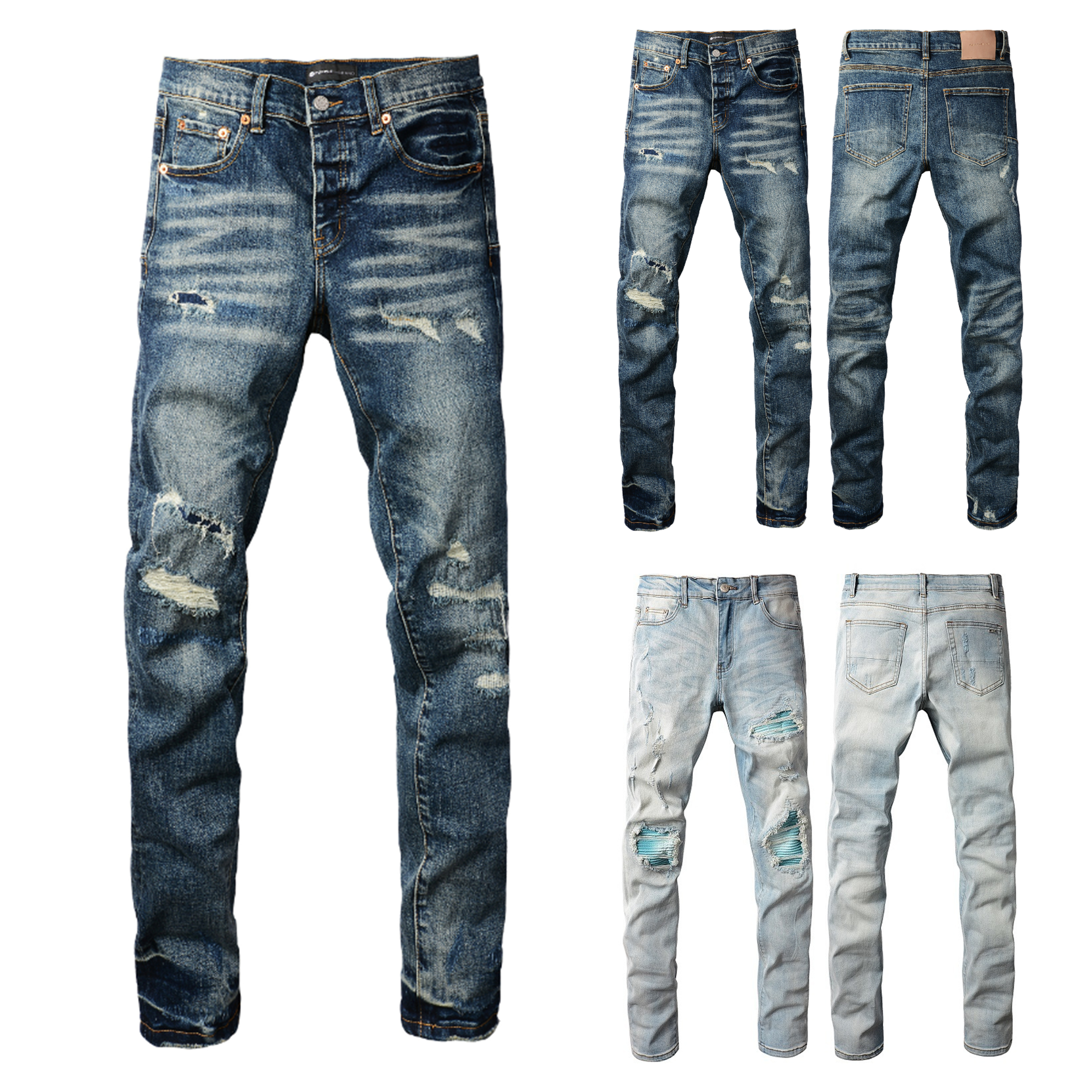 2026 Men's Jeans Fashion Piercing Motorcycle Street Men's Jeans