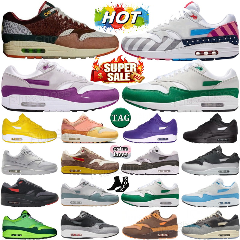 Patta Waves Designer 1 87 OG Running Sneakers for Men Women Lightweight Sports Shoes Black Monarch Baroque Brown Saturn Gold Wheat Treeline Trainers