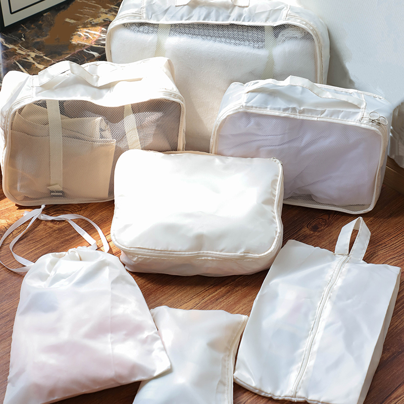 Travel Seven-Piece Set Storage Bag Clothes Sorting Packing Bag Tour Luggage Box Underwear Clothing Shoes Storage Bag Waterproof Oxford Fabric-image-1108202364