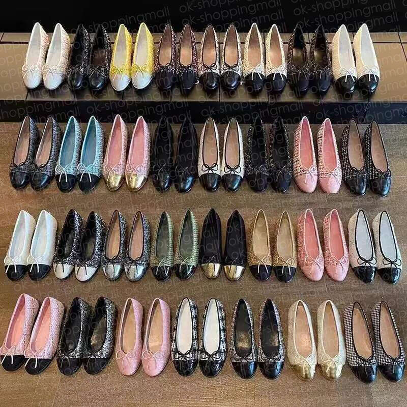 Designer Shoes Paris Brand designer Black Ballet Flats Shoes Women Quilted Genuine Leather Slip On Ballerina Luxury Round Toe Ladies Dress Shoes HJ2