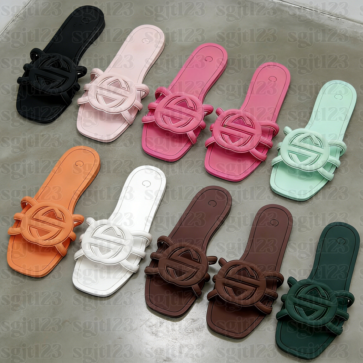 Designer Women Sandals G Interlocking G Slides Rubber Slippers Luxury Ladies Flat Beach Jelly Script Orange Summer Fall Mules Outdoor Waterproof-image-973309193