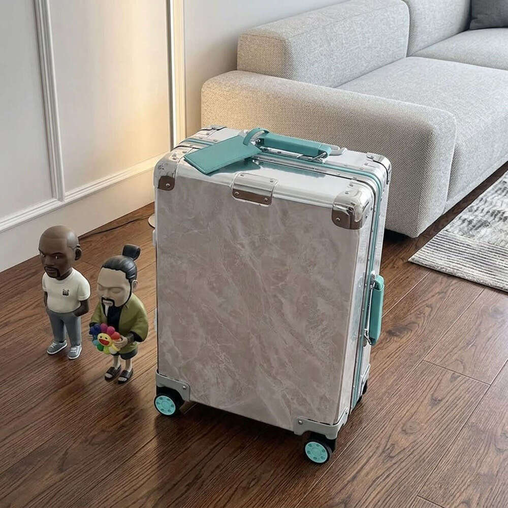 Aluminum Alloy Suitcase 20 inch Cabin Trolley Luggage Luxury Rolling Travel Bag with Wheels Large Capacity Carry On Boarding Case Password Lock-image-1108175962
