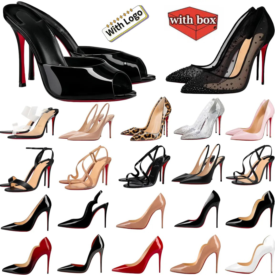 with Box Designer high heels Dress shoes Women luxury Glitter Triple Black White Red Patent Leather Suede Heel 8cm 10cm 12 cm Office Party Wedding s