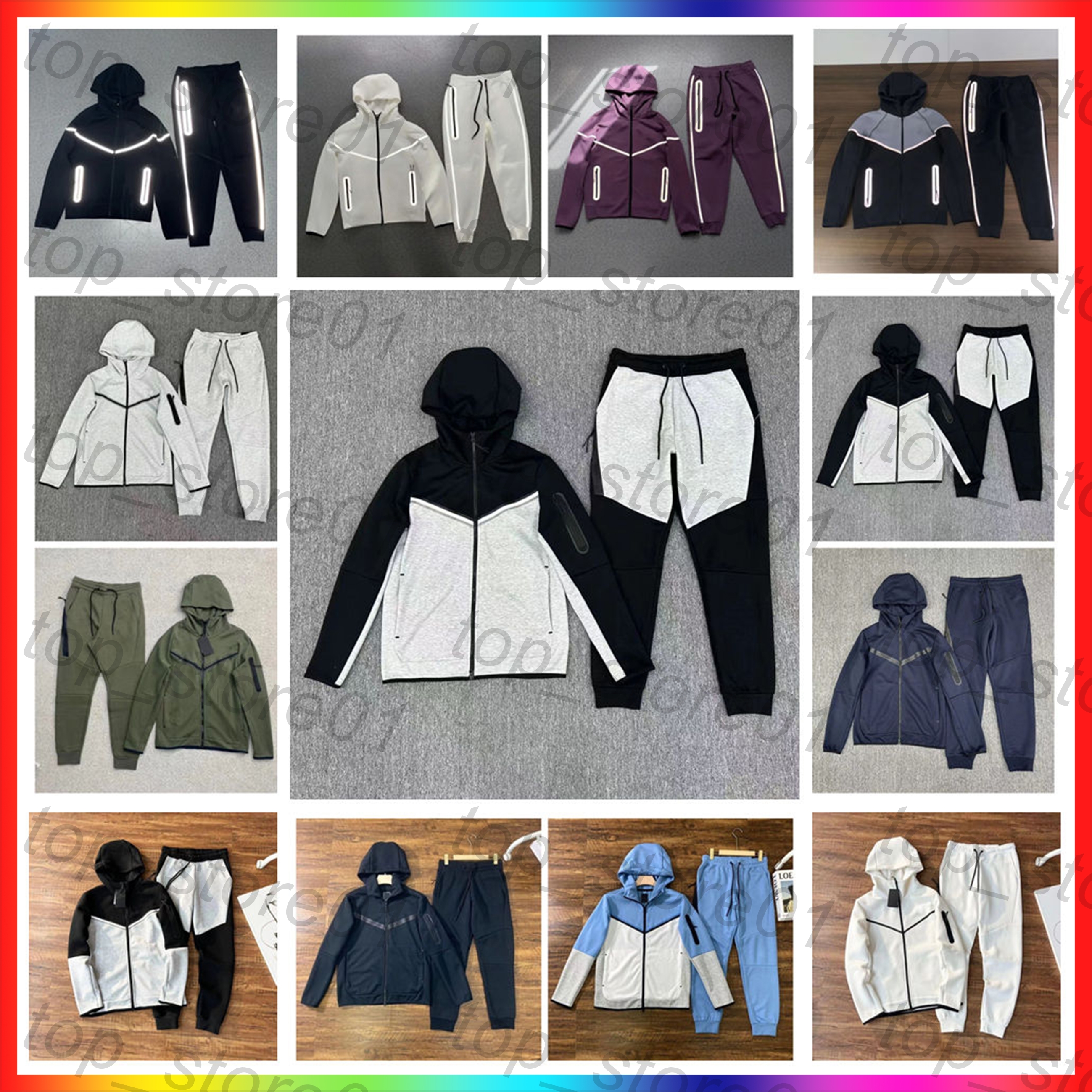 2026 designer tech fleece tracksuit track suit men hoodies Jogger pants zipper Thick reflective waist cord sportsuits sweat pants women men windbrea