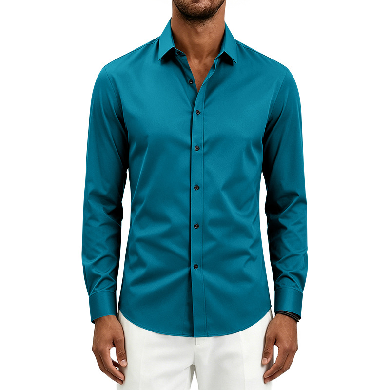 Mens Casual Shirts Single Breasted Man Slim Fit Dress Long Sleeve Shirts Soild Male Social Shirts Designer Chemise Homme pink black blue tops blouse