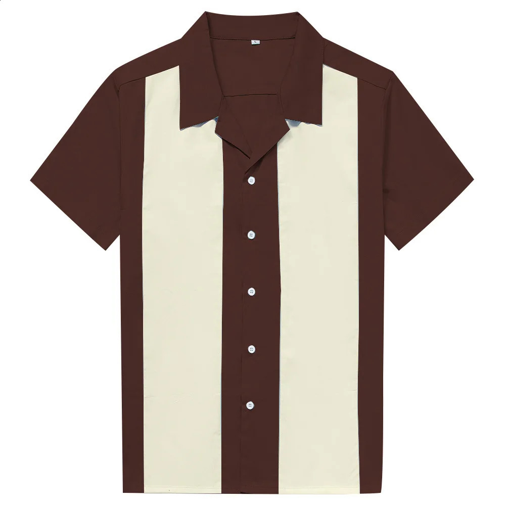 Vertical Striped Shirt Men Short Sleeve Work Mens Bowling Shirts for Men Cotton Summer Blouse Men Plus Size Male Clothing 260528BJ