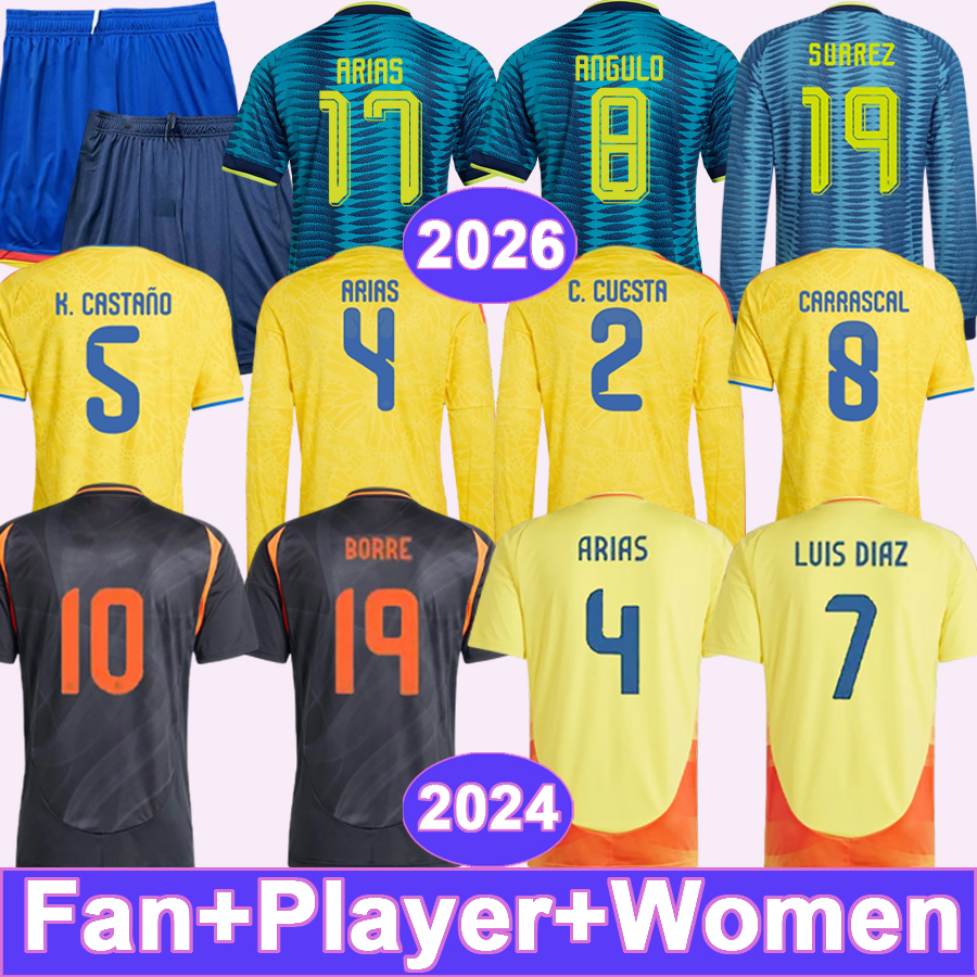 24 26 Colombie Hommes Femmes Joueurs Maillots de Football Équipe Nationale LUIS DIAZ BORRE CARRASCAL MOSQUERA ARIAS Domicile Extérieur Entraîneme