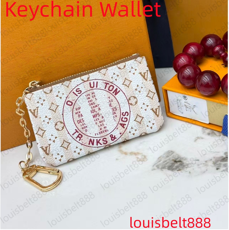 Luxury Monogram Badge Keychain & Wallet Unisex Designer Classic Purse, Credit Card Clip With Box & Dust Bag, Wholesale Available