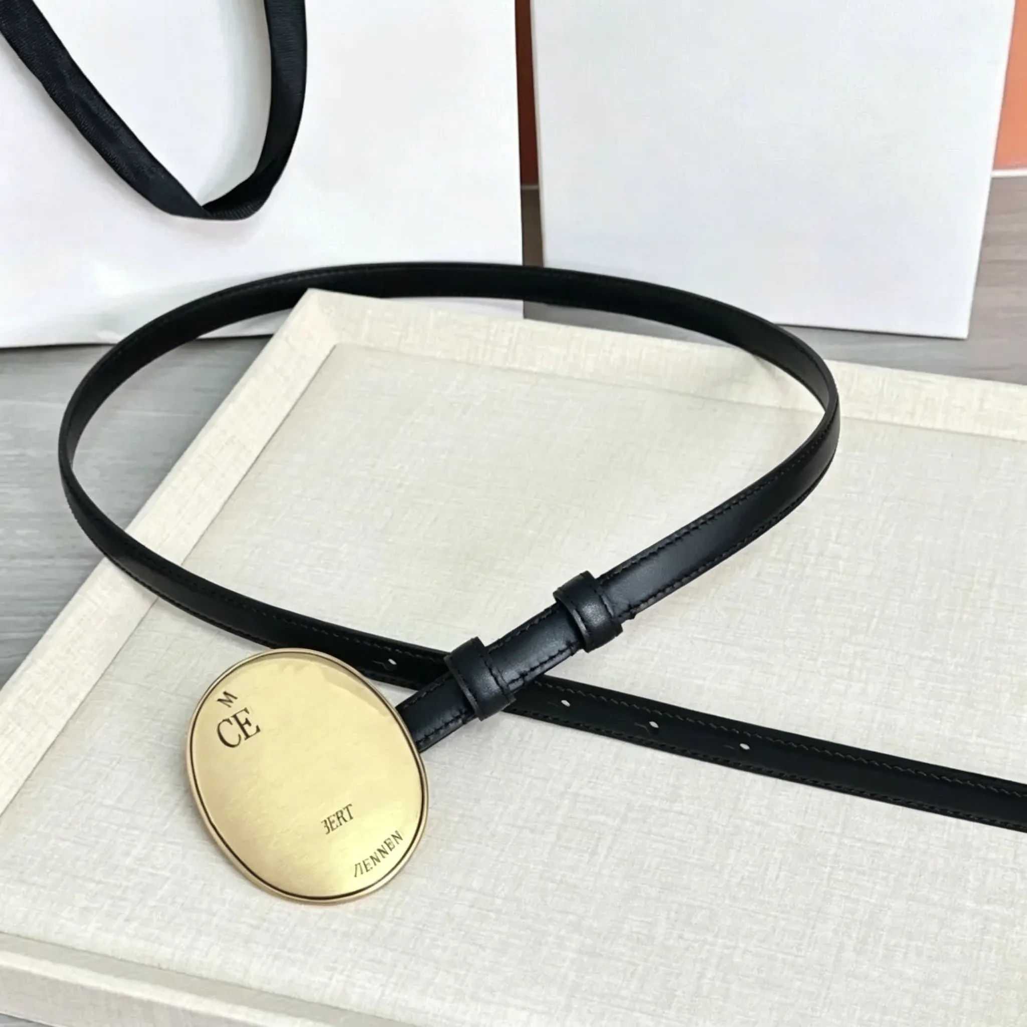 Belt designer belt for women10A genuine leather big buckle thin 1.3cm retro collar buckle women skirt dress pants daily outfit birthday christmas gi