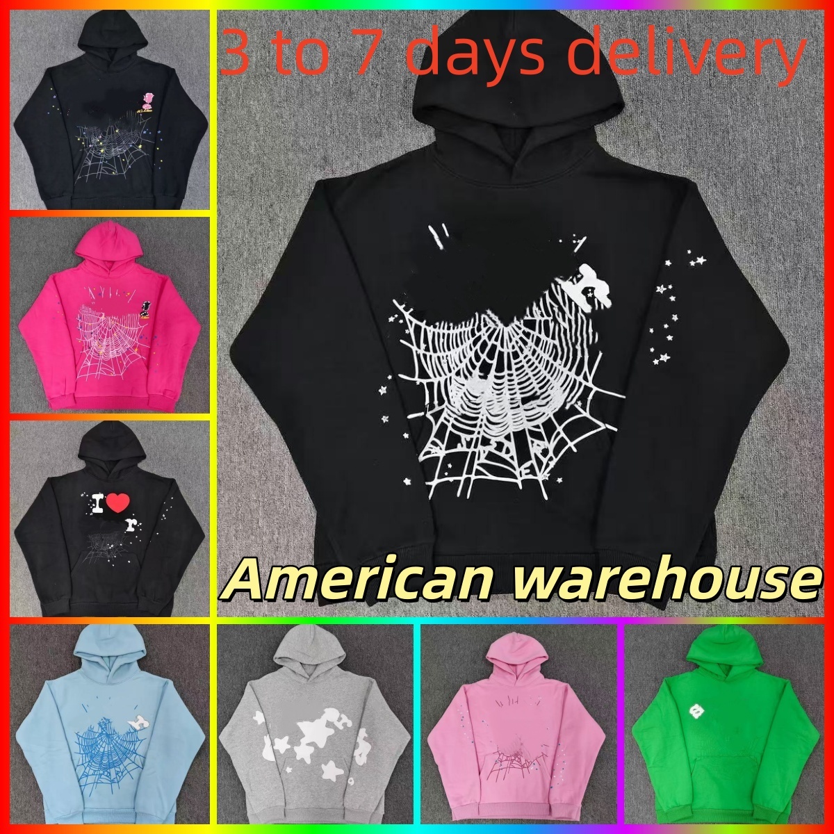 High quality hoodie designer hoodie spider hoodie Slack and loose luxury men women hoodie pink purple Young Thug tracksuit web pants Sweatshirt Y