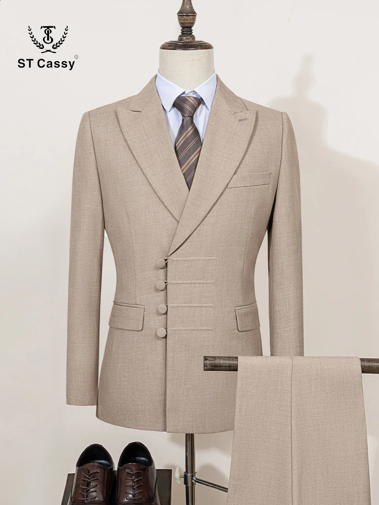 ST Cassy Elegant mens suits for wedding Slim fit Double Breasted Multiple buttons Casual Business Two-piece dress party outfit 260530BJ