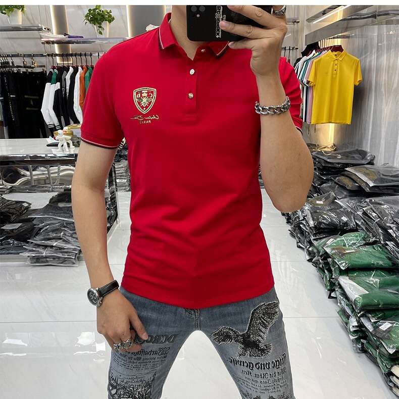 Luxury Brand Designer Clothes Summer Short Sleeve T Slim Fit With Little Bee Print European Style Trendy Ins Breathable Men's Polo Shirt