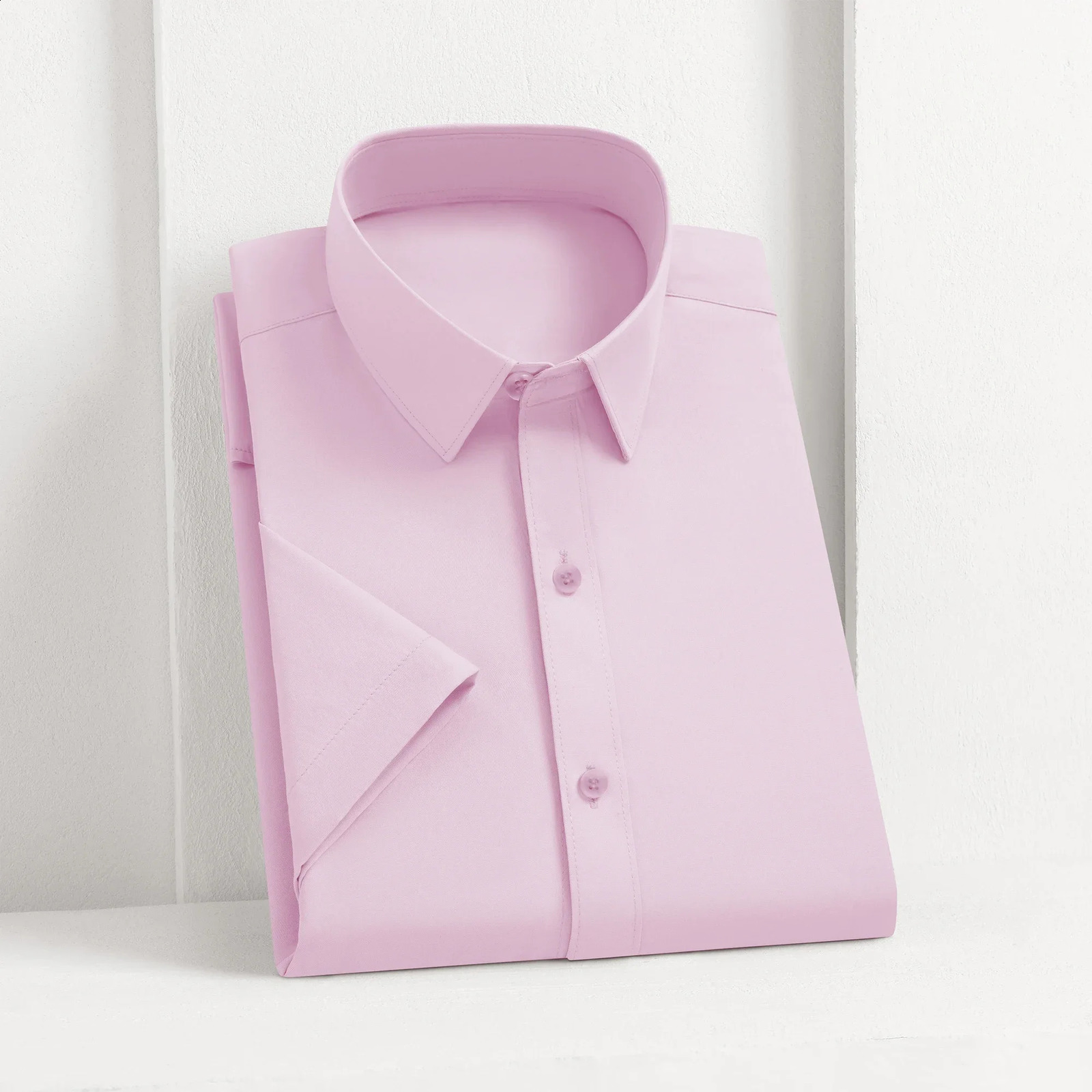 Mens Business Casual Solid Color Short Sleeved Shirt for Summer Fashion No Ironing Comfortable and Versatile Top 260528BJ