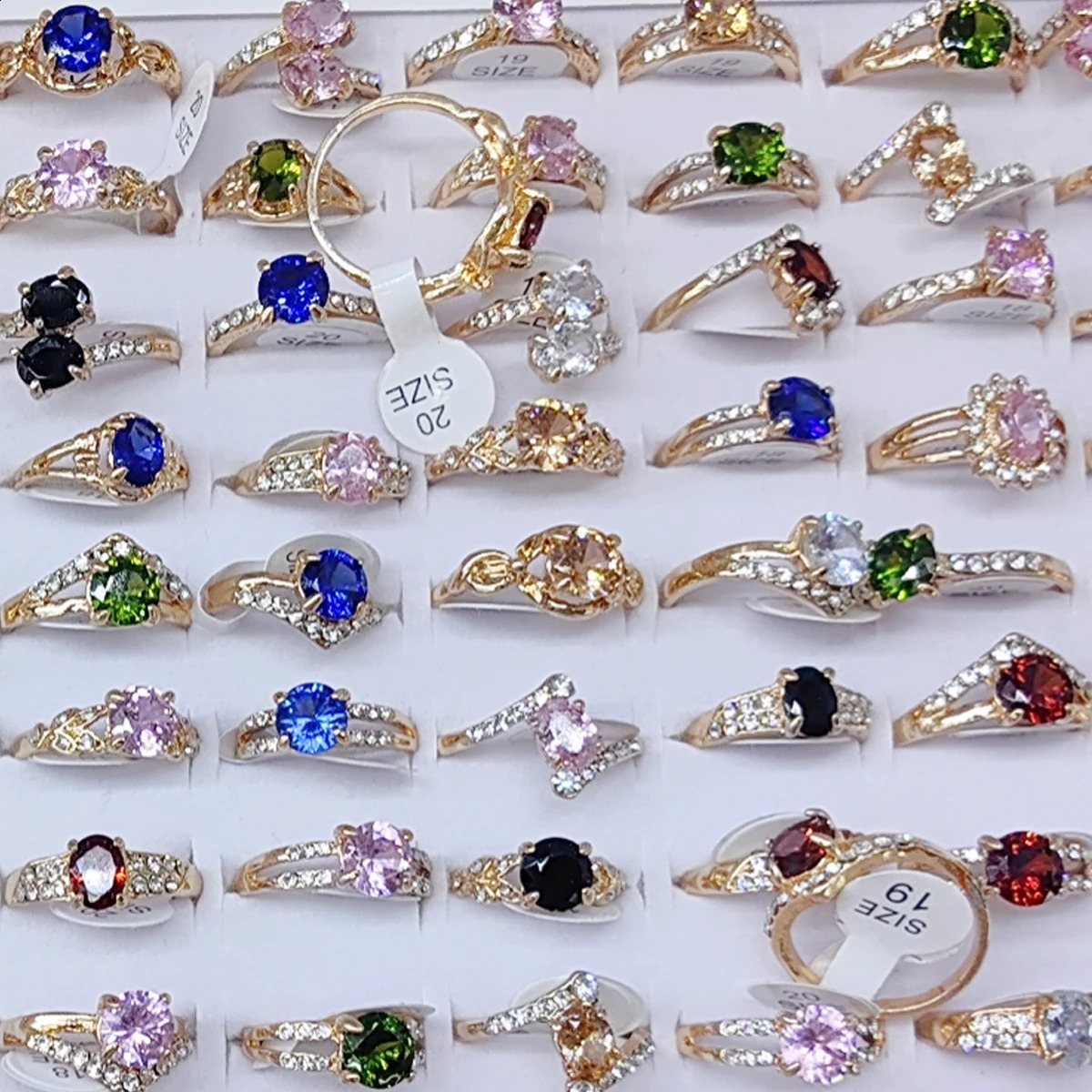 10pcsLot Wholesale Crystal Rhinestone Rings For Women Mix Style Gold Silver Plated Alloy Finger Wedding Party Gifts 260530BJ