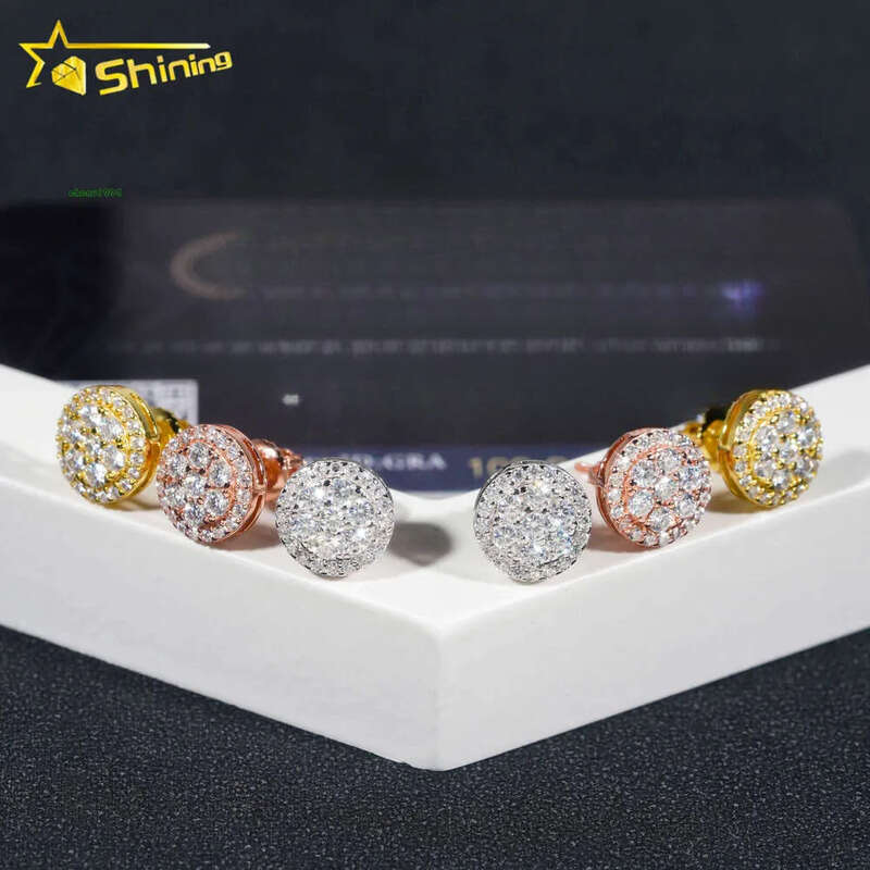 Gra Certificate Pass Dia Tester Iced Out Hip Hop Popular Sterg Sier VVS Moissanite Stud Earrings
