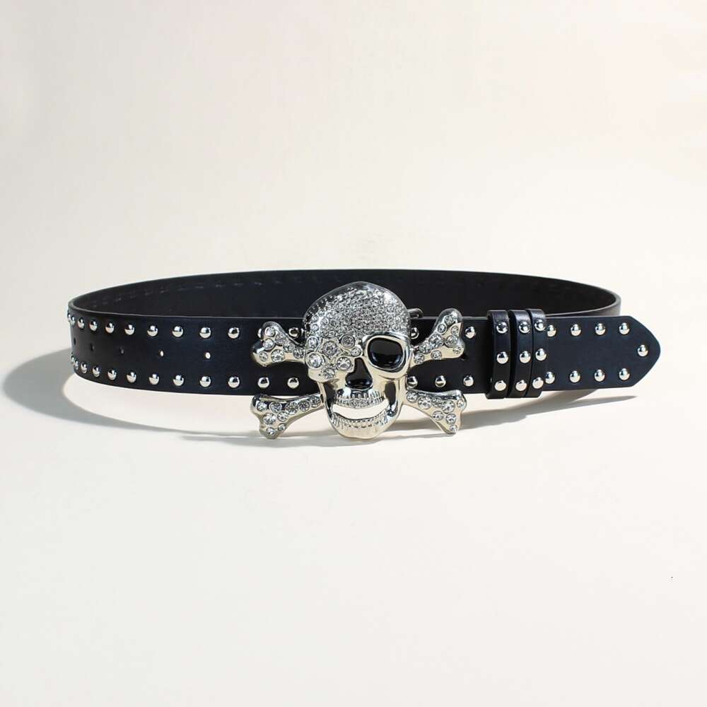 Exaggerated European And American Skull Y2k Dark Punk Style Rivet Inlaid Women's Belt Men's Personality Trend Laotie Laotie