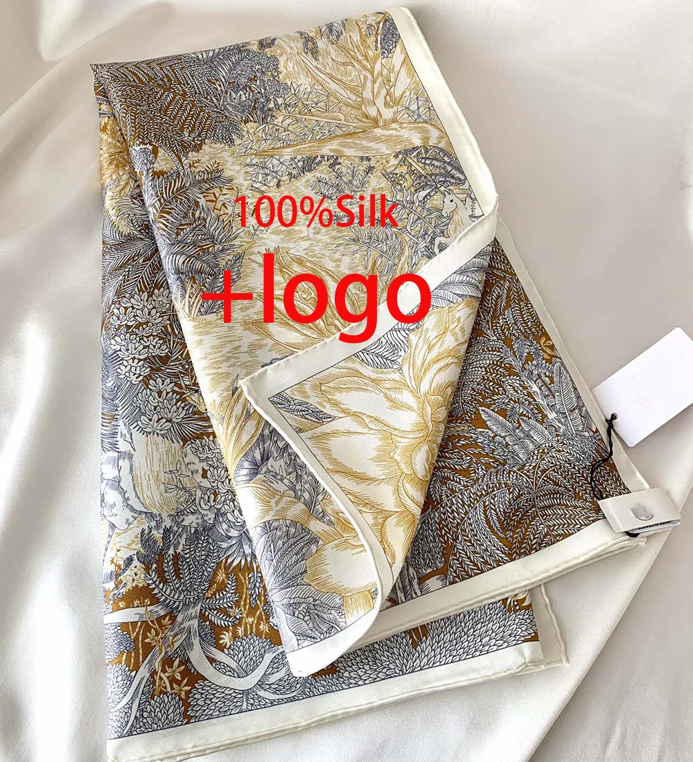 Designer Silk Twill Double-sided Printed Men's and Women's Scarf Jungle Fortune Silk Turban Bag Body Large Scarf Twill Woven 100 Mulberry