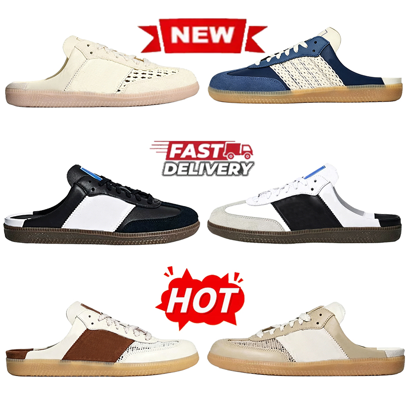 Pantoufles de créateurs Diapositives pour hommes Femmes Sandales décontractées Samda Mule Pantoufle Mode Tissé Crème Blanc Talon Plat Diapositive