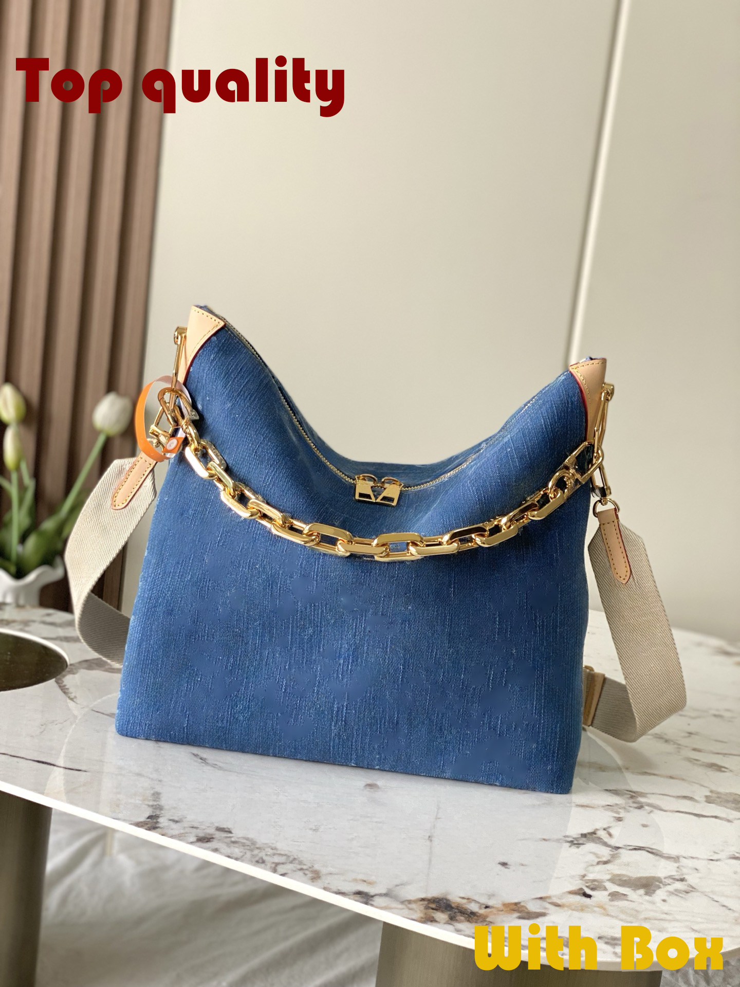 10A top quality denim blue retro spacious large capacity handbag with detachable small pocket for commuting practical shoulder bag crossbody bag