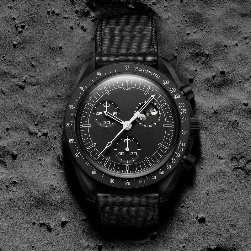 Bioceramic Planet Moon Mens Watches Full Function Quartz Chronograph Watch Mission To Earthphase NEPTUNE 42mm Nylon Luxury Wristwatches