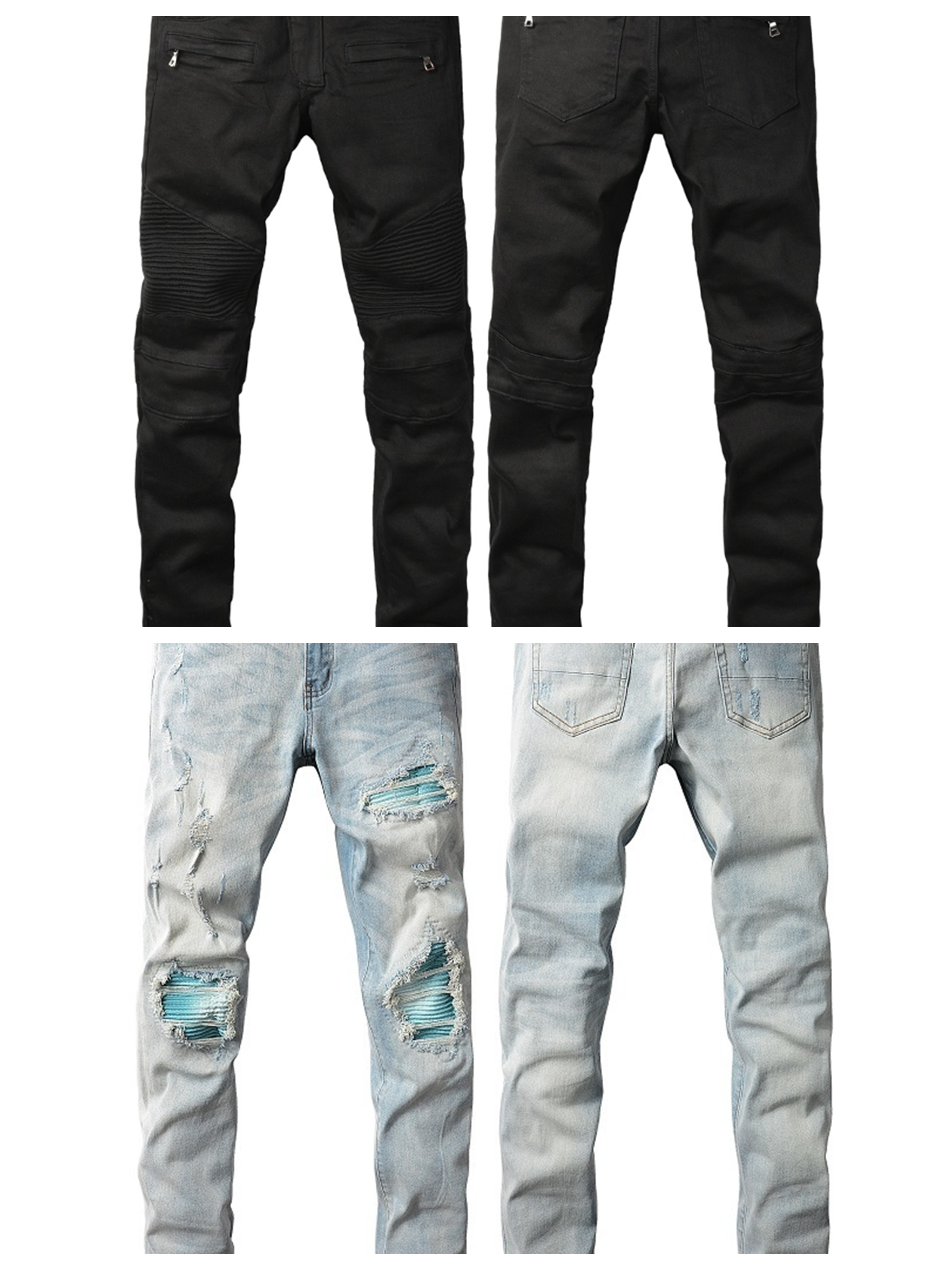 Alignment, AMIRE Street Classic Fashion Motorcycle Jeans with Perforation, Fashion Men's Perforated Motorcycle Street Jeans AMIRI, Sizes 28-40