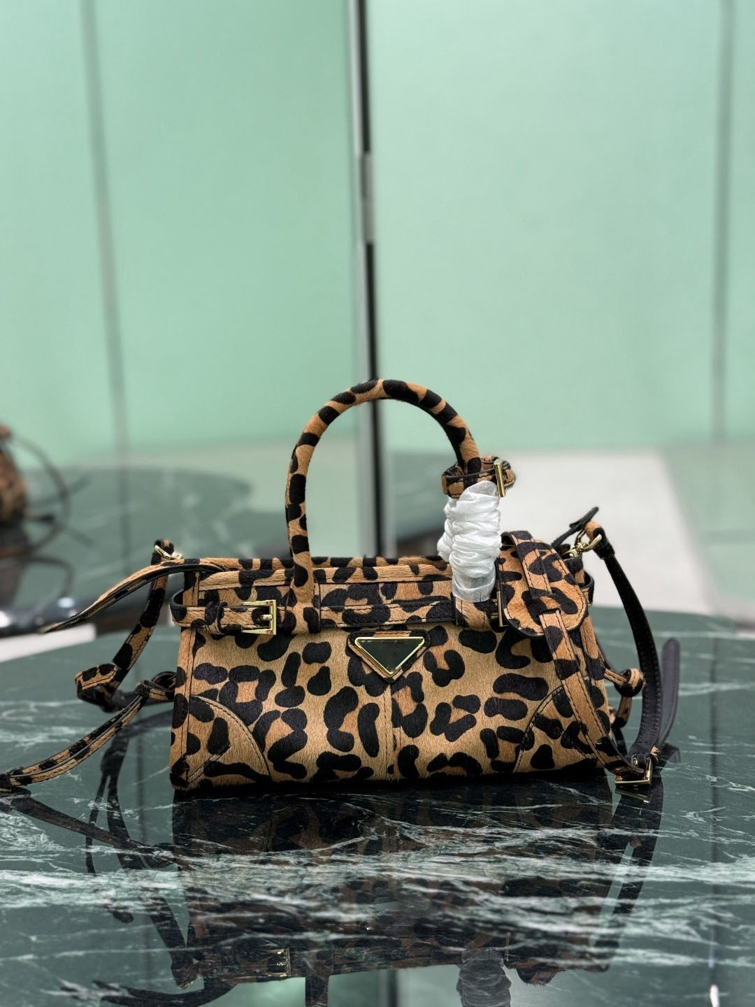10A High-Quality Luxury Designer Bag, Women's Vintage Leopard Print Leather Handbag, Fashionable Commuter Underarm Bag, Shoulder Bag