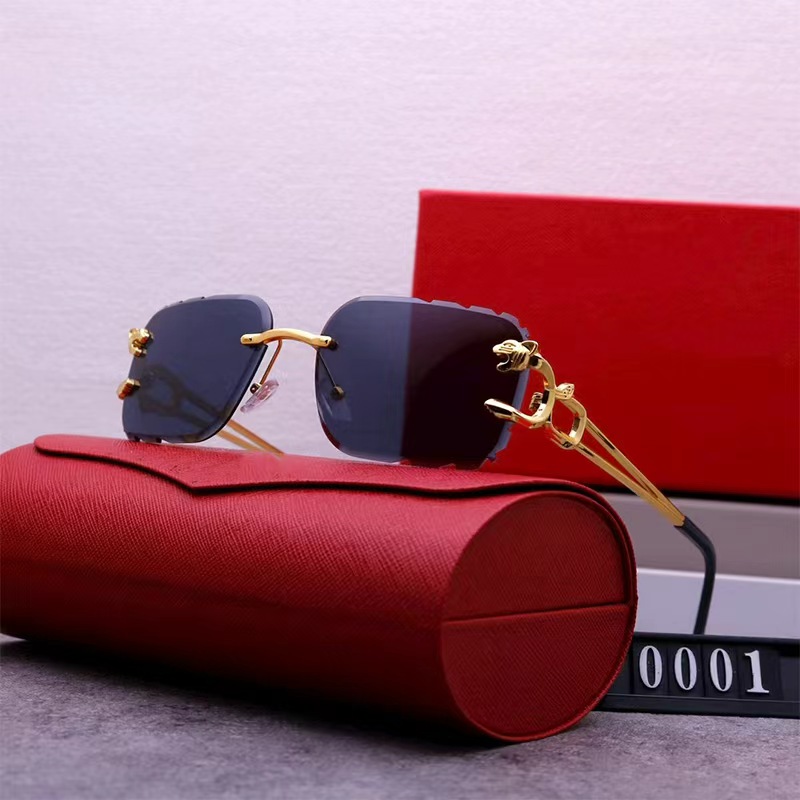 Luxury Designer Sunglasses Men's Brand Frameless Square Love Sunglasses High-quality PC Outdoor UV Resistant Glasses
