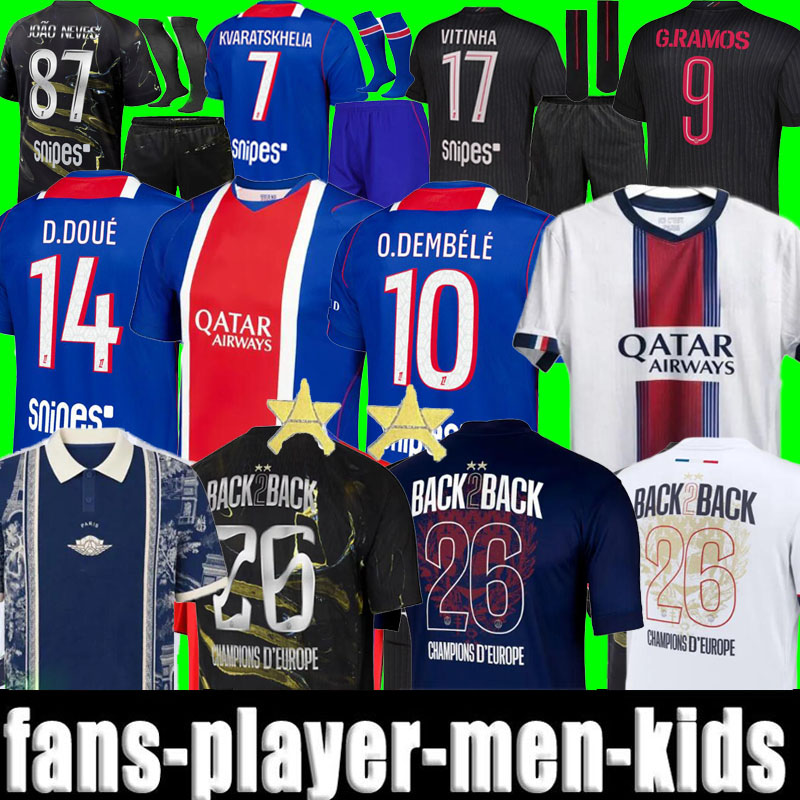 psgjersey 2026 2027 maillot JOAO NEVES D.DOUE soccer jerseys 26 27 VITINHA O.Dembele BARCOLA HAKIMI football shirt MEN kids kit LEE KANG IN KVARA-image-873050222