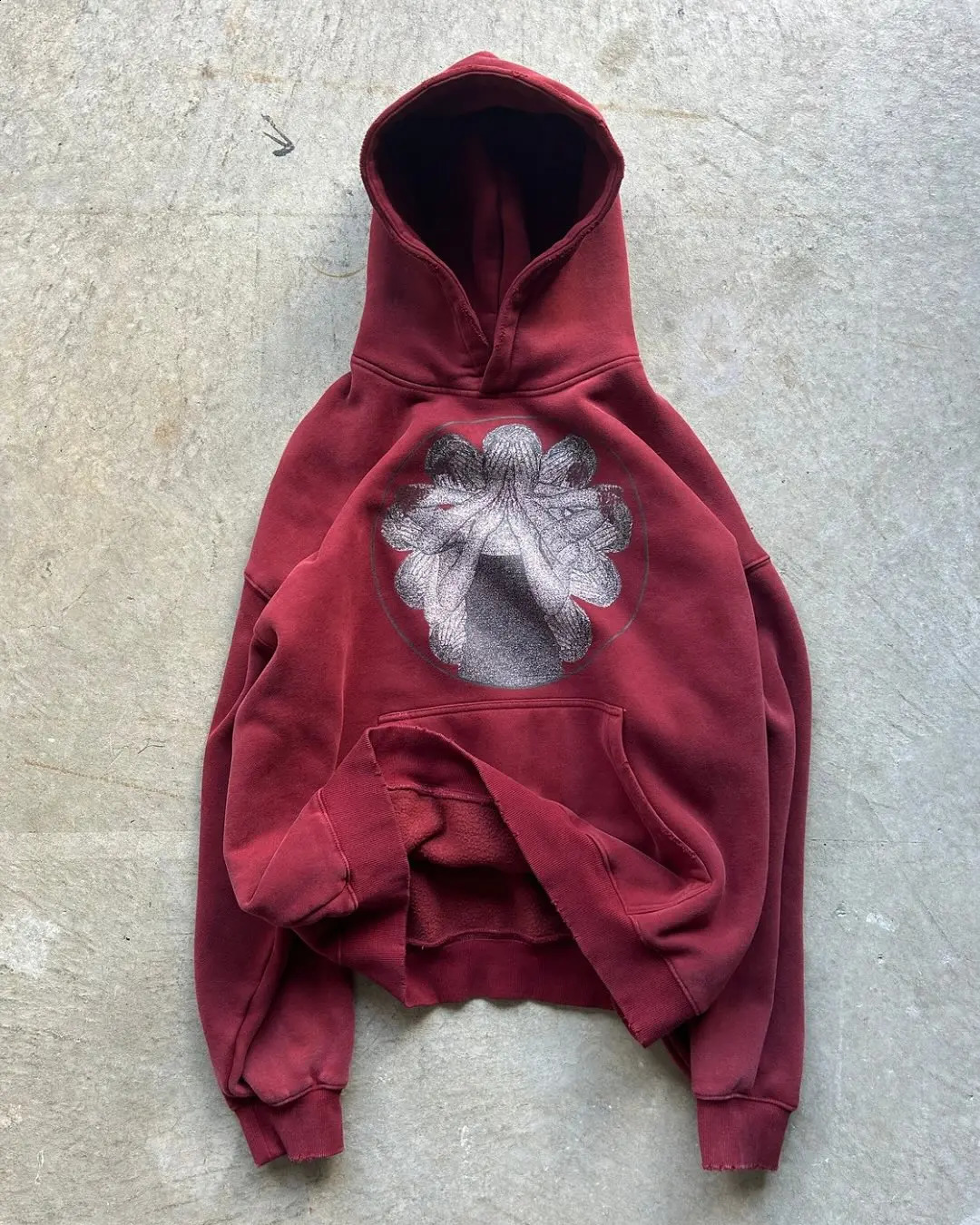 Rouge Motif Artistique Imprimé Femmes Unisexe Pull À Capuche Décontracté Élégant Polyvalent Style Unique Sweat À Capuche Pour Un Usage Quotidien