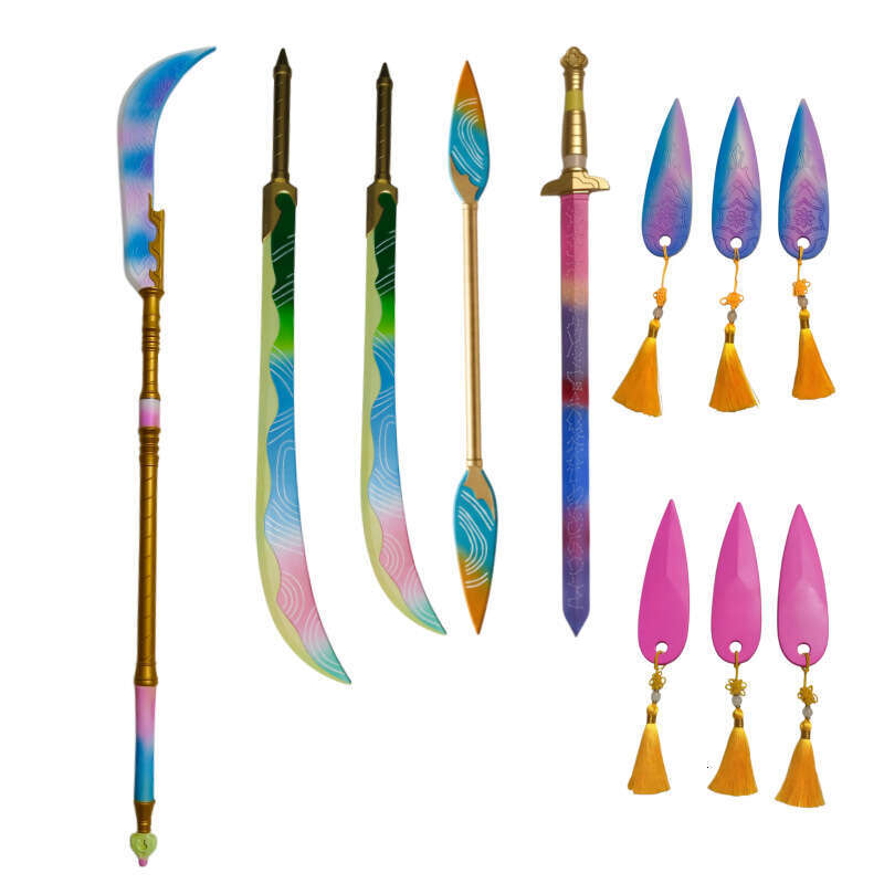 Rainbow Gradient Fantasy PU Foam Weapon Prop Set, Non-sharp Decorative Costume Accessories for Halloween-image-1108460826