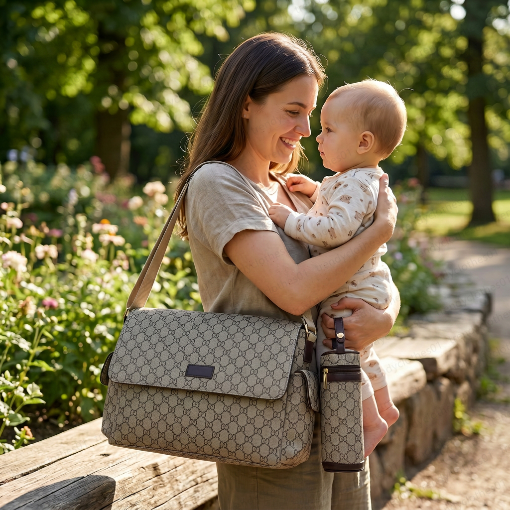 2027 Sac à langer Sac à langer pour bébé créateur de mode grand Nappy Diapering nylon 3 pièces dans un sacs momie bébés sac fourre-tout à langer