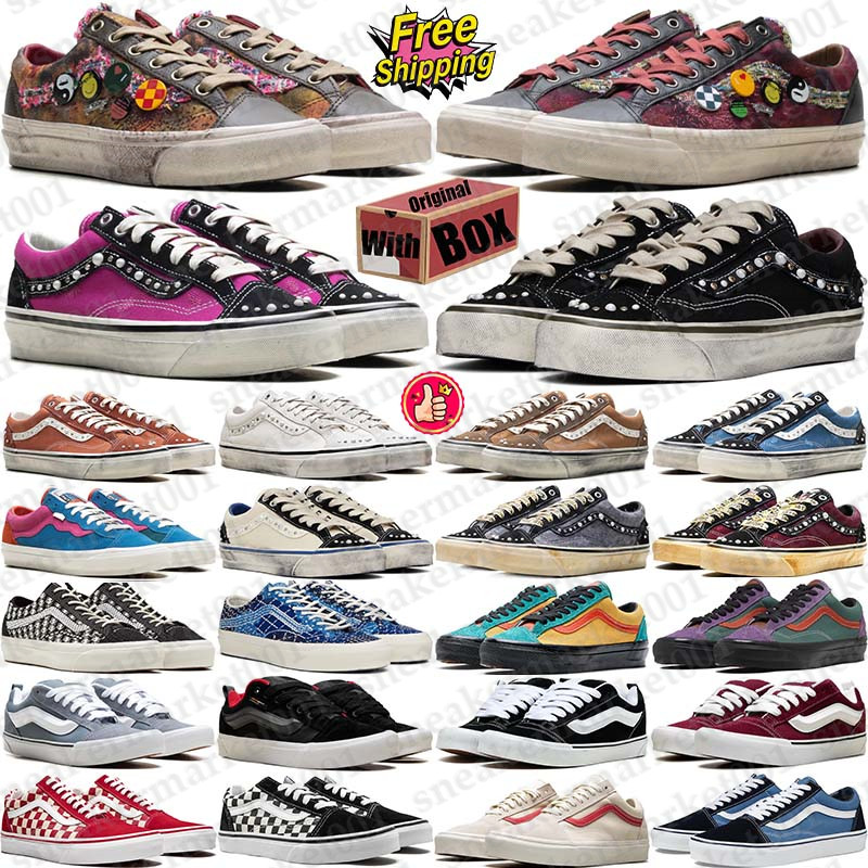 Livraison gratuite avec boîte Designer spearlized chaussures de perles nacrées sneaker vendu knu old skools baskets Sport chaussure hommes format