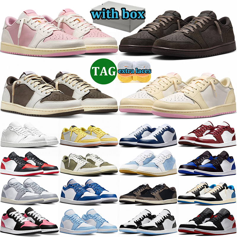 with box 1 1s basketball shoes designer sneakers men women low top trainers outdoor classic sports shoe comfort daily wear Tropical Pink Shy Mocha D