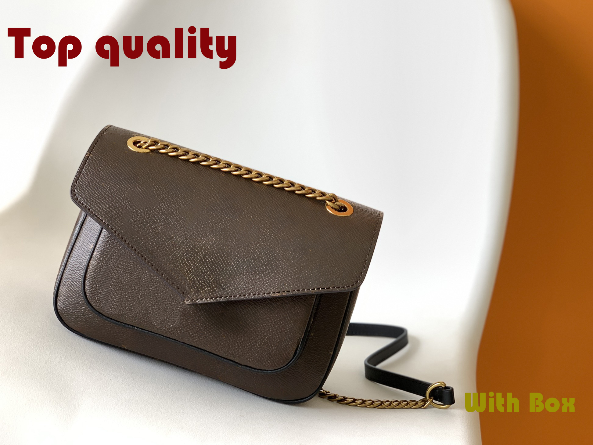 10A top-quality vintage metal hardware chain bag with resin letter magnetic buckle, exquisite trendy small shoulder bag with box