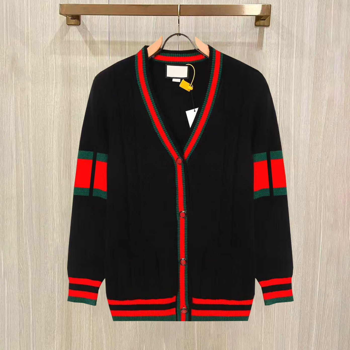 2026 designer men high quality color blocked single breasted autumn classic fashion casual mens cardigan knitted sweater coat