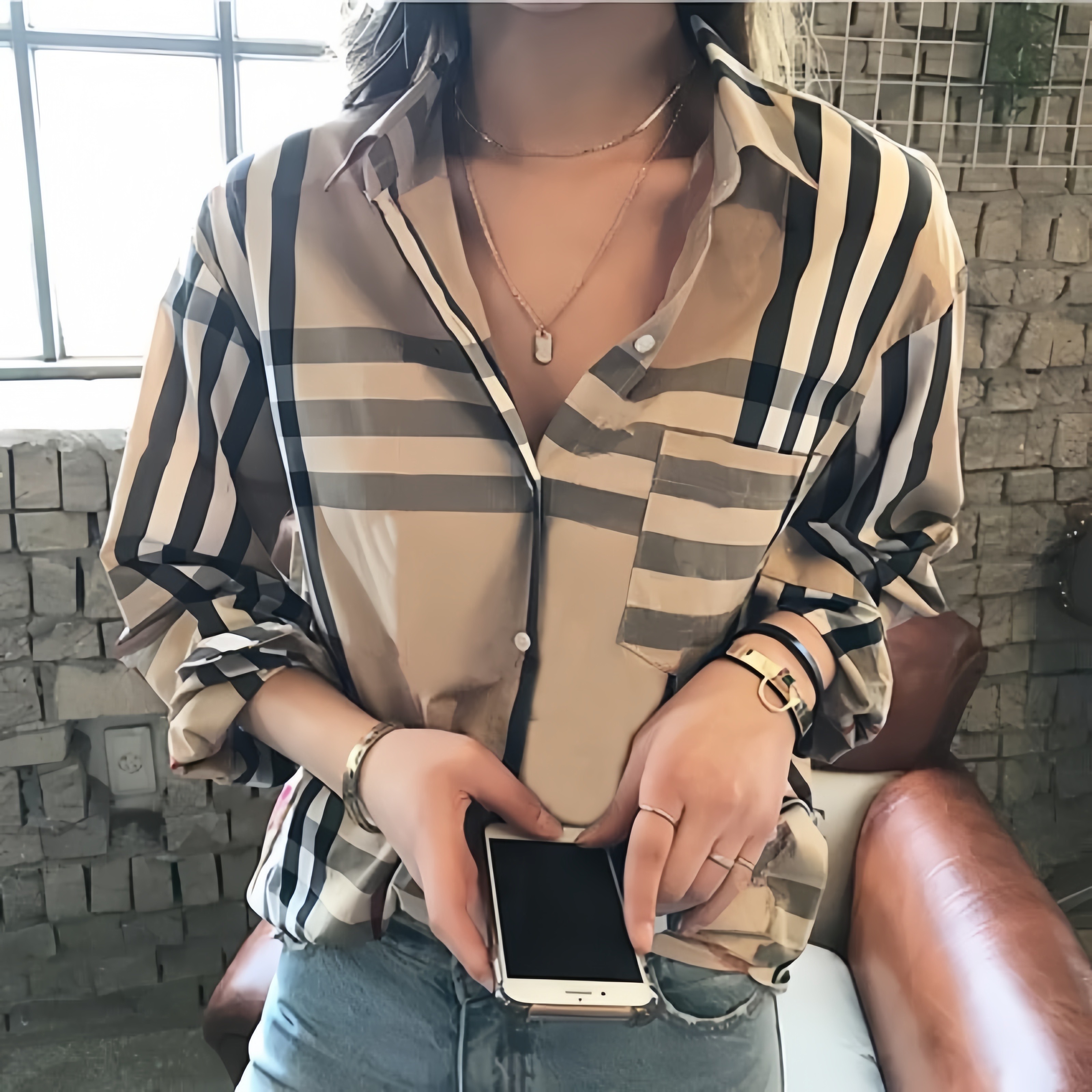 Designer Womens Tops Shirts Dresses Fashion Classic Women Plaid Trim Buttoned Up Shirts Summer New Blouses Sexy Women Plaid T-Shirt Dress Casual