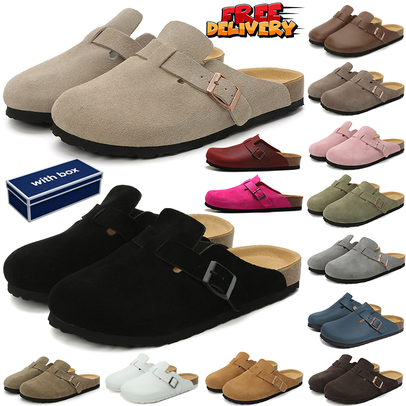 free shipping with box clogs men women designer slippers comfort sandals stylish slides outdoor trending Unisex sandal Two-Strap shoes Taupe black p