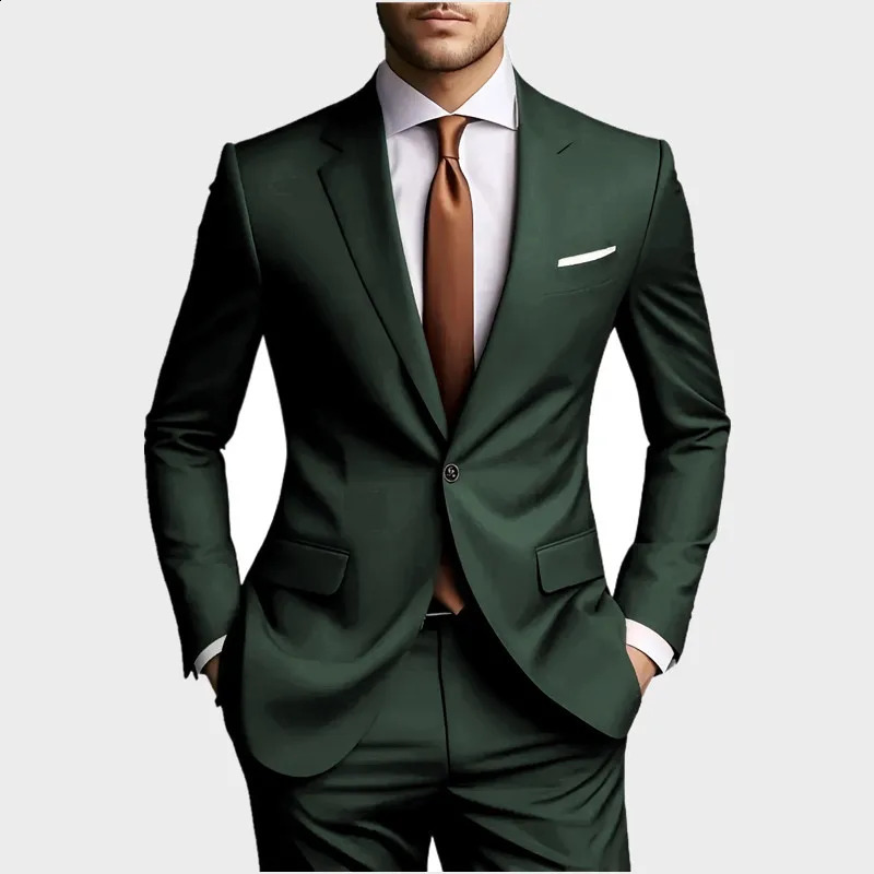 2026 y Elegant Mens Suits 2 Piece Set Fashion Korean Casual Slim Fit Social Groom Wedding Tuxedo 260530