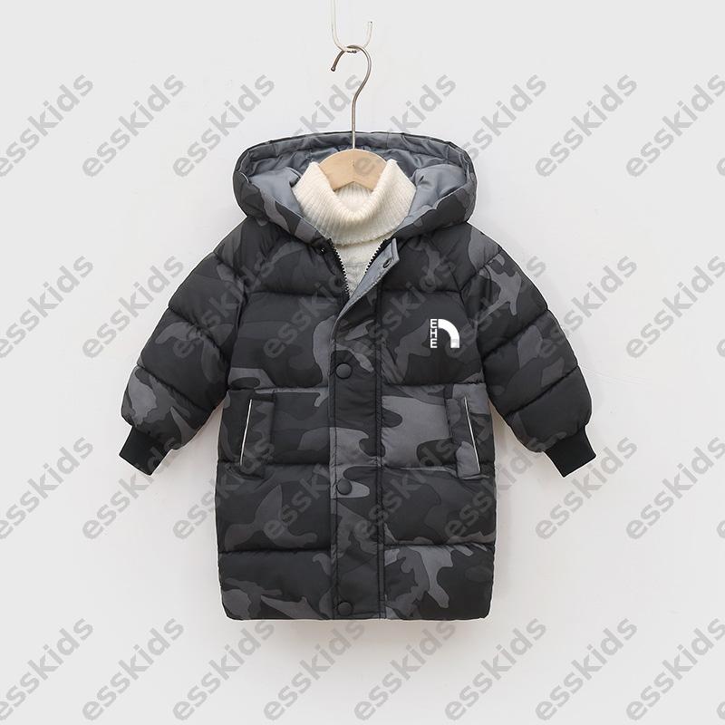 Winter Kids Mid Length jackets Hooded Cotton Coat Thick Warm Zipper Jacket Unisex Boys Girls Outerwear Windproof coats Size 90 To 150