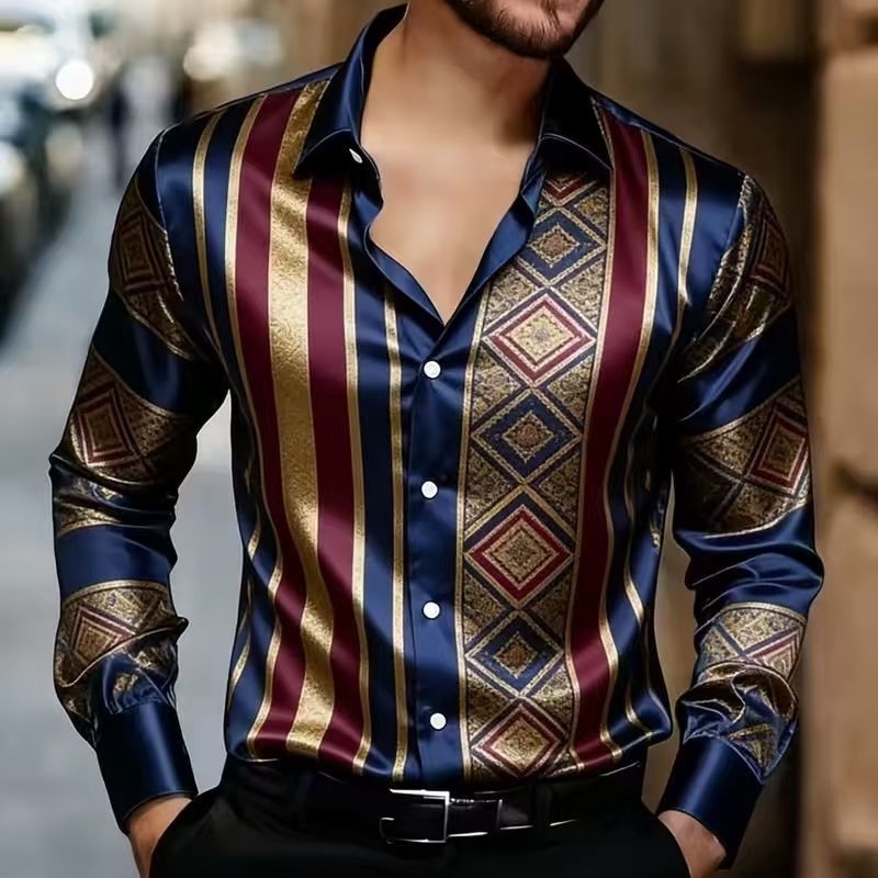 light y style iris flower shirt 3D printed mens long sleeved shirt single breasted slim fit top 260630BJ