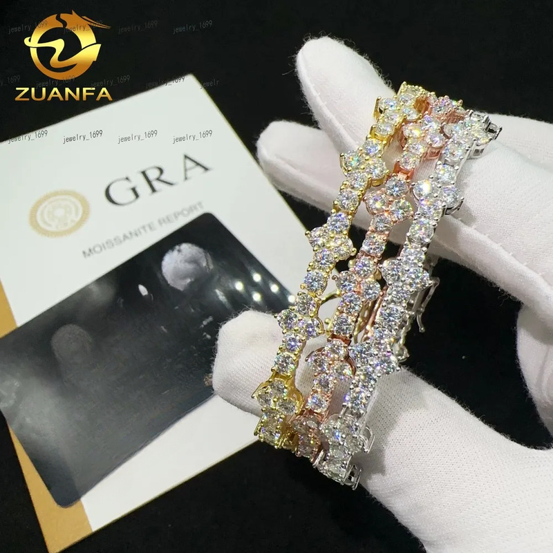 2026 Hot Selling Sterling Silver 925 Lab Diamond Iced Out Vvs Moissanite Hip Hop Jewelry Tennis Chain Bracelet-image-1113096473