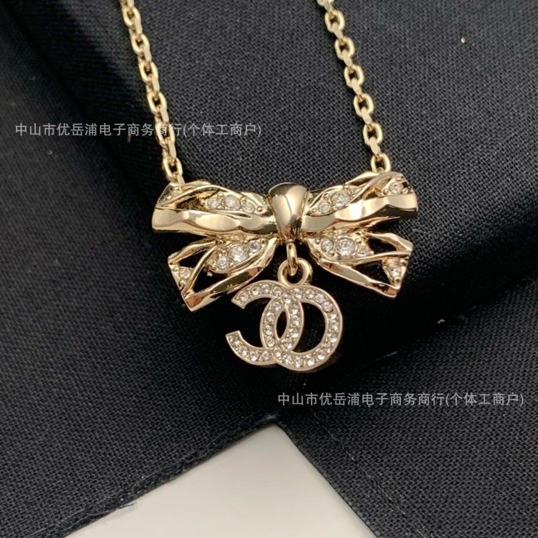 C H A NEL necklace c hane l Luxurious necklace Double C Designer lady's necklace product full diamond 24B bow necklace diamond-encrusted collar