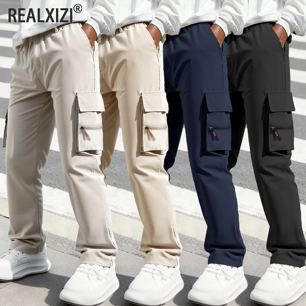 Pantalon décontracté pour hommes, plusieurs poches, Cargo, séchage rapide, fin, droit, randonnée en plein air, entraînement, respirant, Long, 260