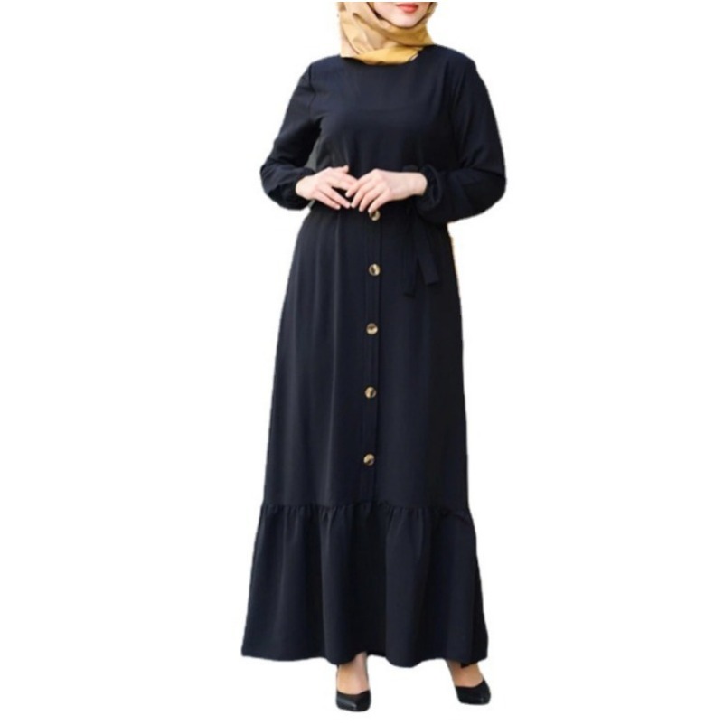 (1971) New Solid Color Casual Loose Large Size Fashionable Lace-up Dress-image-1112982835