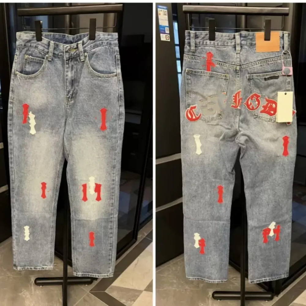 chrome jeans mens designer jeans baggy jeans for mens jeans trousers high quality pant classic jeans rip streetwear hip hop casual Cotton Casual-image-1113050854