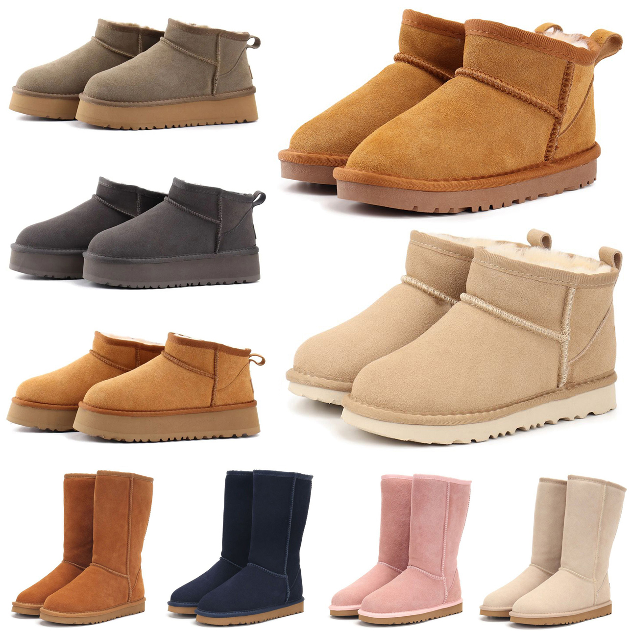Tasman Slippers tazz Ultra Mini boot Designer Ankle boots Australia Leather Fur Suede Chestnut Women Slides Classic Fall Winter Snow Platform Bootie