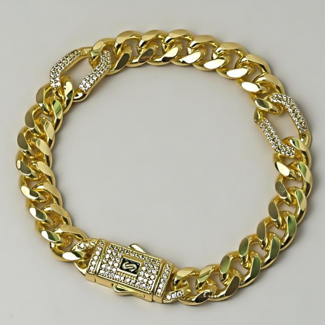 2026 Choucong Ins Top Sell Hip Hop 14K Gold Fill Cuban Bracelets Men Women Micro Paved Cubic Zirconia Rhinestone 10mm Chain Bracelet Style Luxury Wr