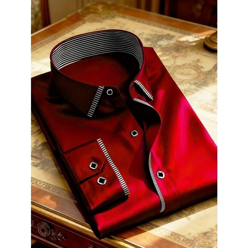 2025 Men Patchwork Shirt Fashion Dress Tuxedo Long Sleeve Smart Casual Four Season Man Micro Elastic Shirts 260630BJ