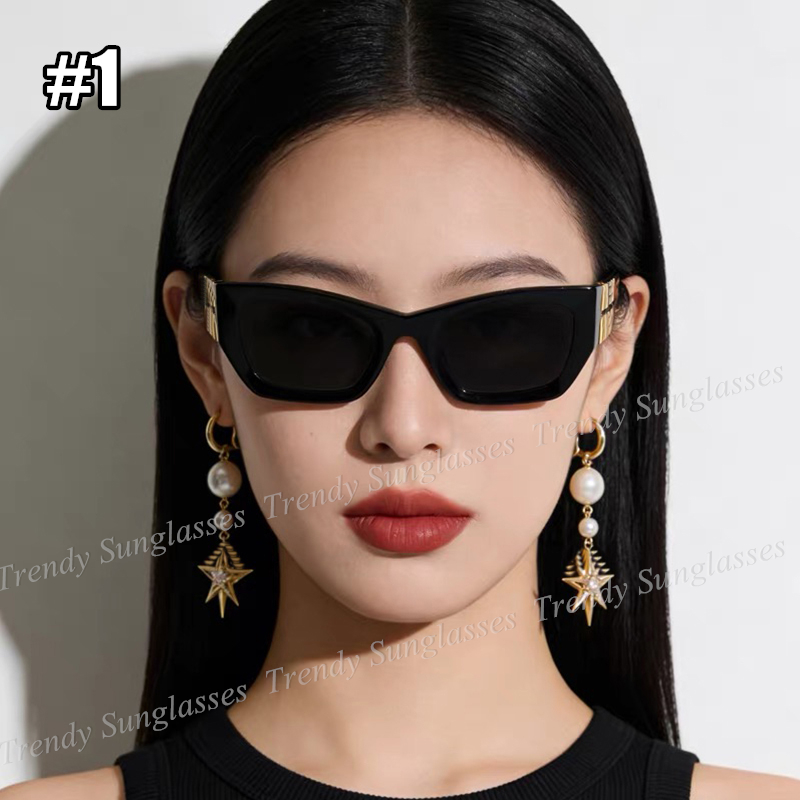 Premium Quality Fashion Sunglasses for Women with Metal Letter Logo Gift Box-image-915105438